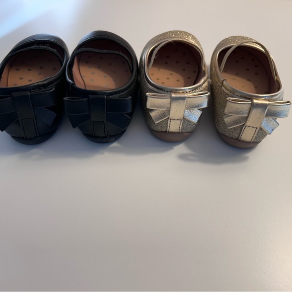Infant/Toddler Size 2 Wonder Nation Dress Shoes Ballet Flat (2 pairs)Black &Gold - Picture 10 of 10